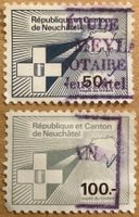 Fiskalmarken - Impôt du Timbre Canton Neuchâtel 50 & 100 Fr.
