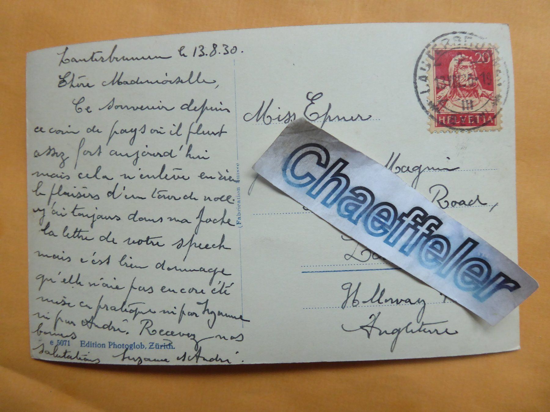 Cartoline postali: 1930  Interlaken und die Jungfrau – Usato da Zürich venduto da Chaeffeler 1