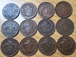 Lot 2 Rappen 1850/1941 - Lot 12 Stück!