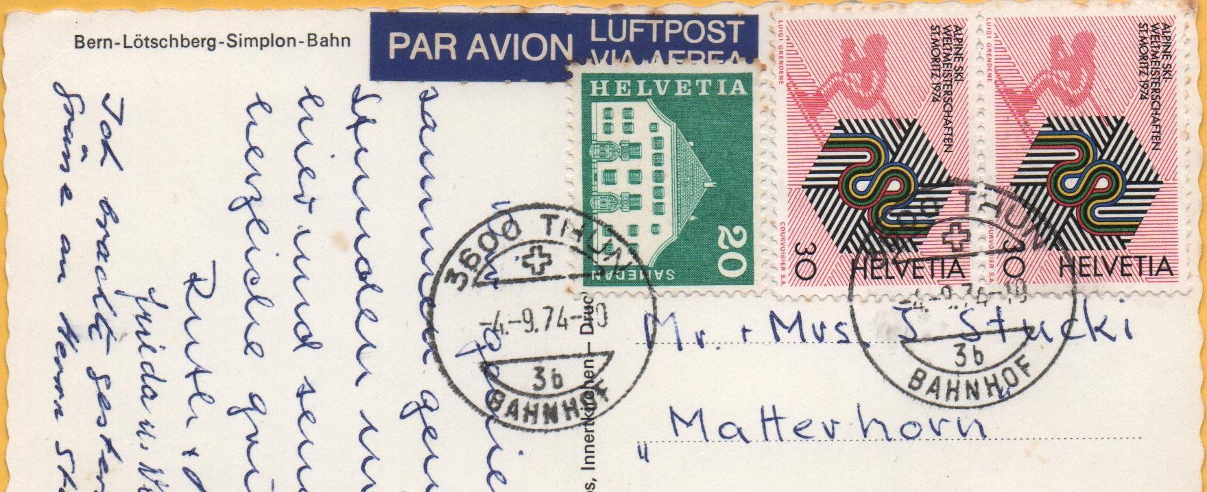 Cartoline postali: OBERWIL Golden Pass Bern-Lötschberg-Simplon-Bahn – Usato da Jona venduto da philajona 1