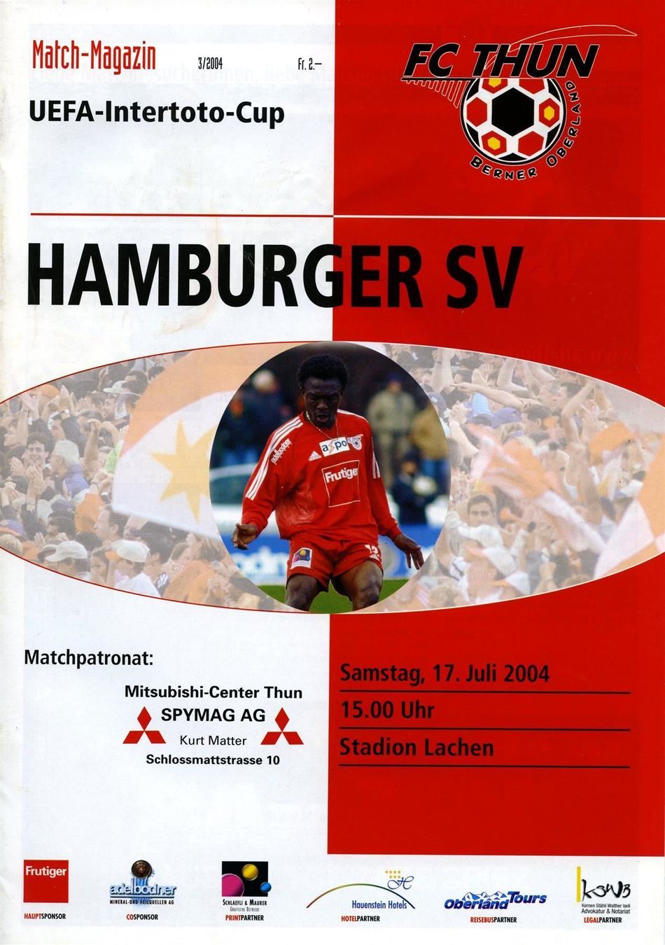 Documenti: Matchprogramm: FC Thun - HSV, Intertoto 03/04 – Usato da Thun venduto da VintageFindz