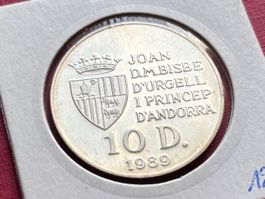 Andorra 10 Silber-Diners 1989 unz 1990 WM Italien - Foul