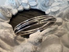 Armreif massiv apartes Design 925 Sterling mit Patina Unikat