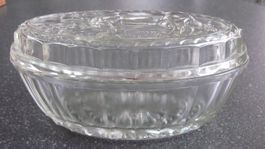 Vintage Butterschale aus Pressglas mit Kuhmotiv 50er Jahre
