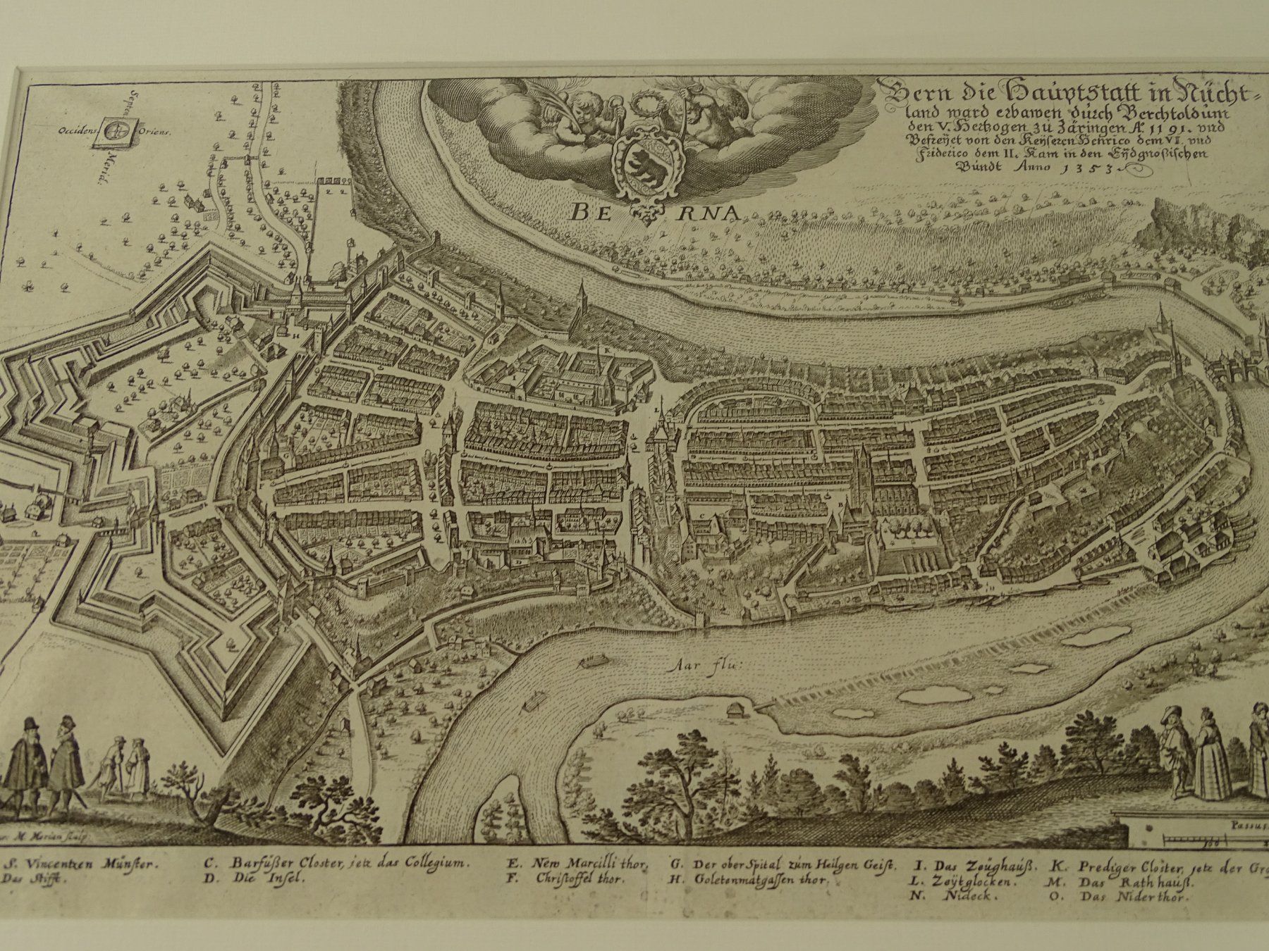 Incisioni: BERN, MERIAN KUPFERSTICH 1654 – Usato da Grüningen venduto da Kartensammler 2