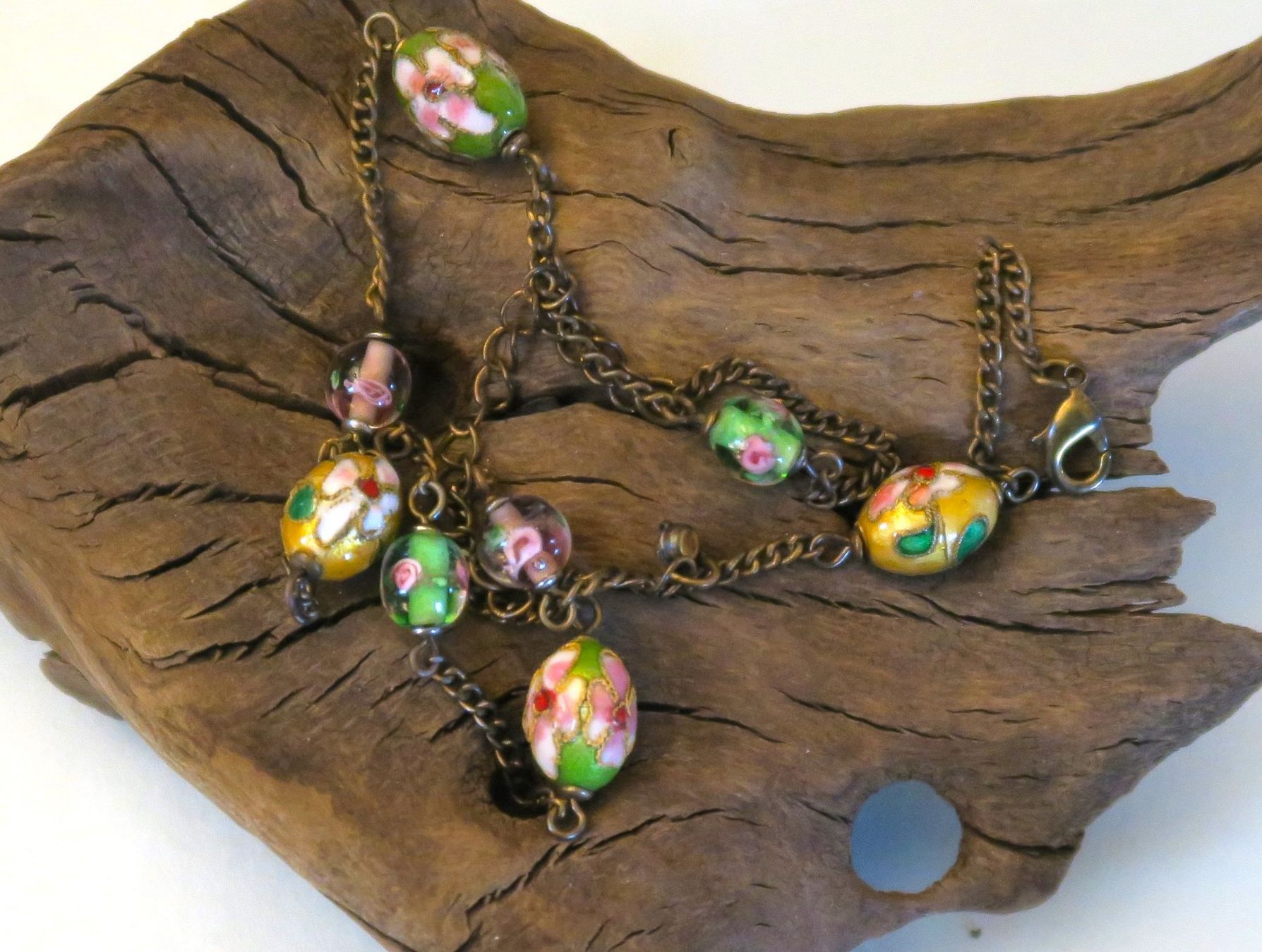 Catenine: Panzer-Kette mit Glassteinen "Blumen" – Usato da Brittnau venduto da marlenestone 1