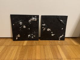 🖤 Abstrakte Struktur-Kunstbilder in Schwarz & Blattsilber