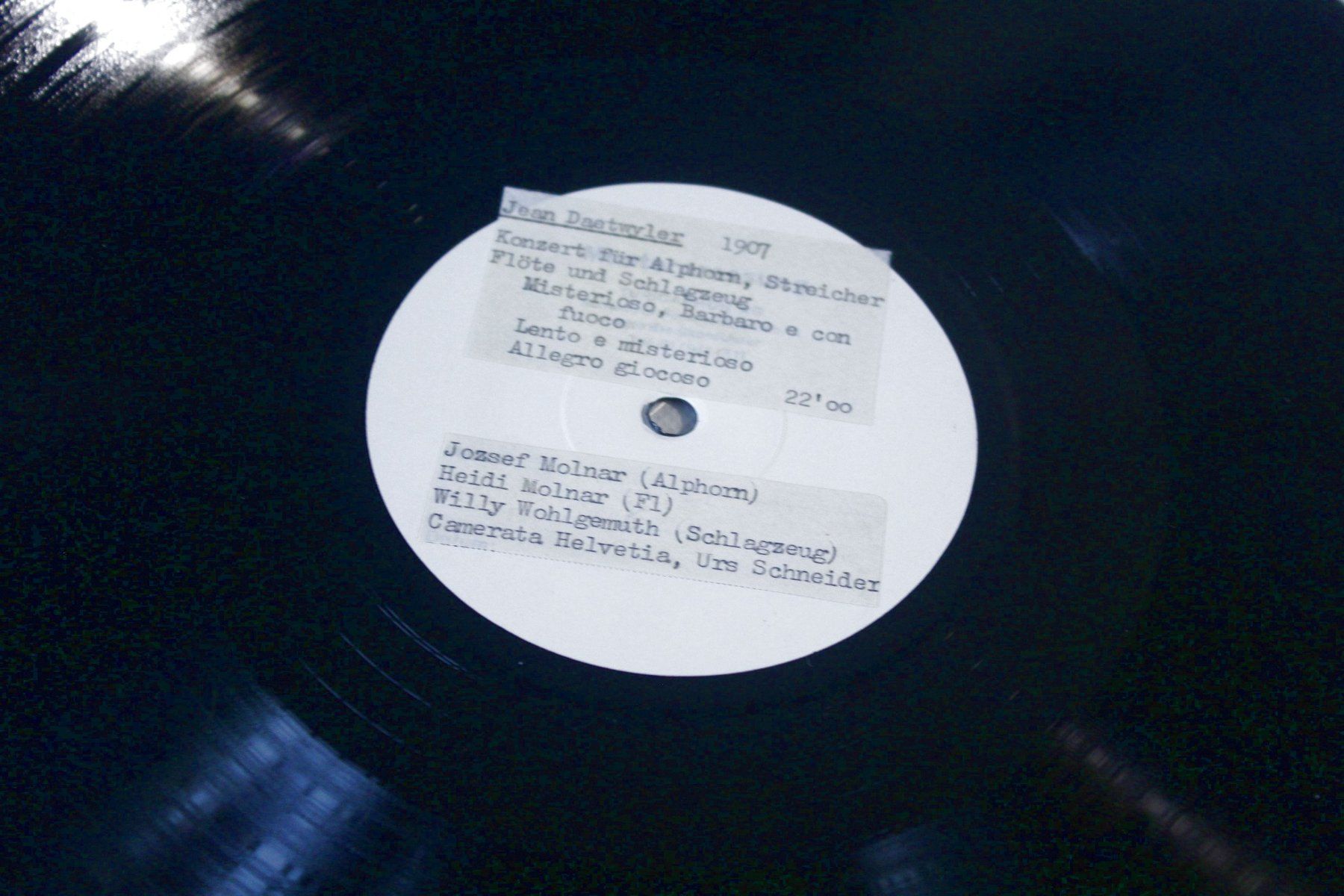 Schallplatten: ROBERT DAVID ABRAHAM / JEAN DAETWYLER Alphorn Testpressung M – Gebraucht aus Bern von kultiges 3