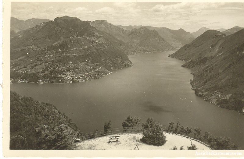 Cartoline postali: Lago di Lugano + ca. 1940 – Usato da Emmenbrücke venduto da teestube