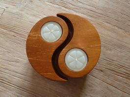 Yin & Yang Teelichthalter aus Holz