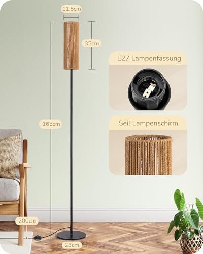 Lampade: Stehlampe Wohnzimmer LED Stehleuchte Lampenschirm gewebtem – Nuovo e nell'imballaggio originale da Hundwil venduto da pak_7zvn 5