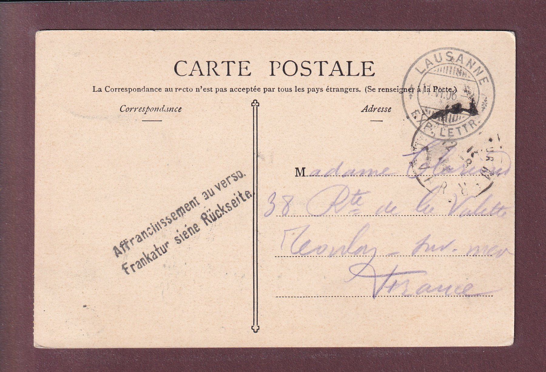 Ansichtskarten: LAUSANNE - Grand Pont - 1906 – Gebraucht aus Pully von nicecards 1