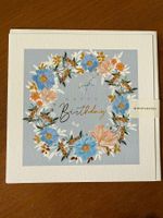 Geburtstagskarte Blumenkranz goldfoliert 158 x 158mm