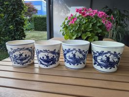 4er Set Original Delft Blauw Übertöpfe / Blumentöpfe 