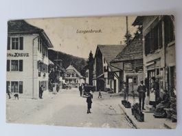 Alte Ansichtskarte Langenbruck 1912, Ansicht belebt R4
