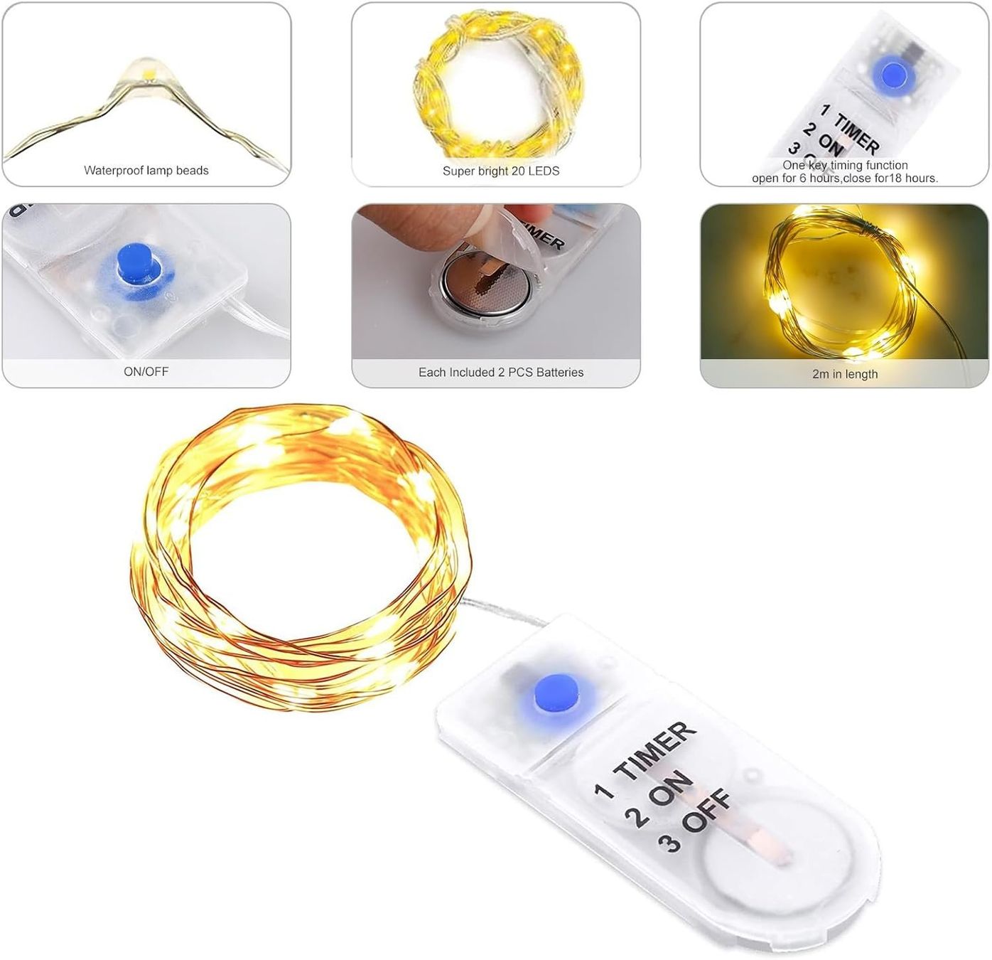 Ghirlande e barre luminose: LED Lichterkette mit Timer inkl. Batterien – Nuovo e nell'imballaggio originale da Diepoldsau venduto da preisparadies-ch 1
