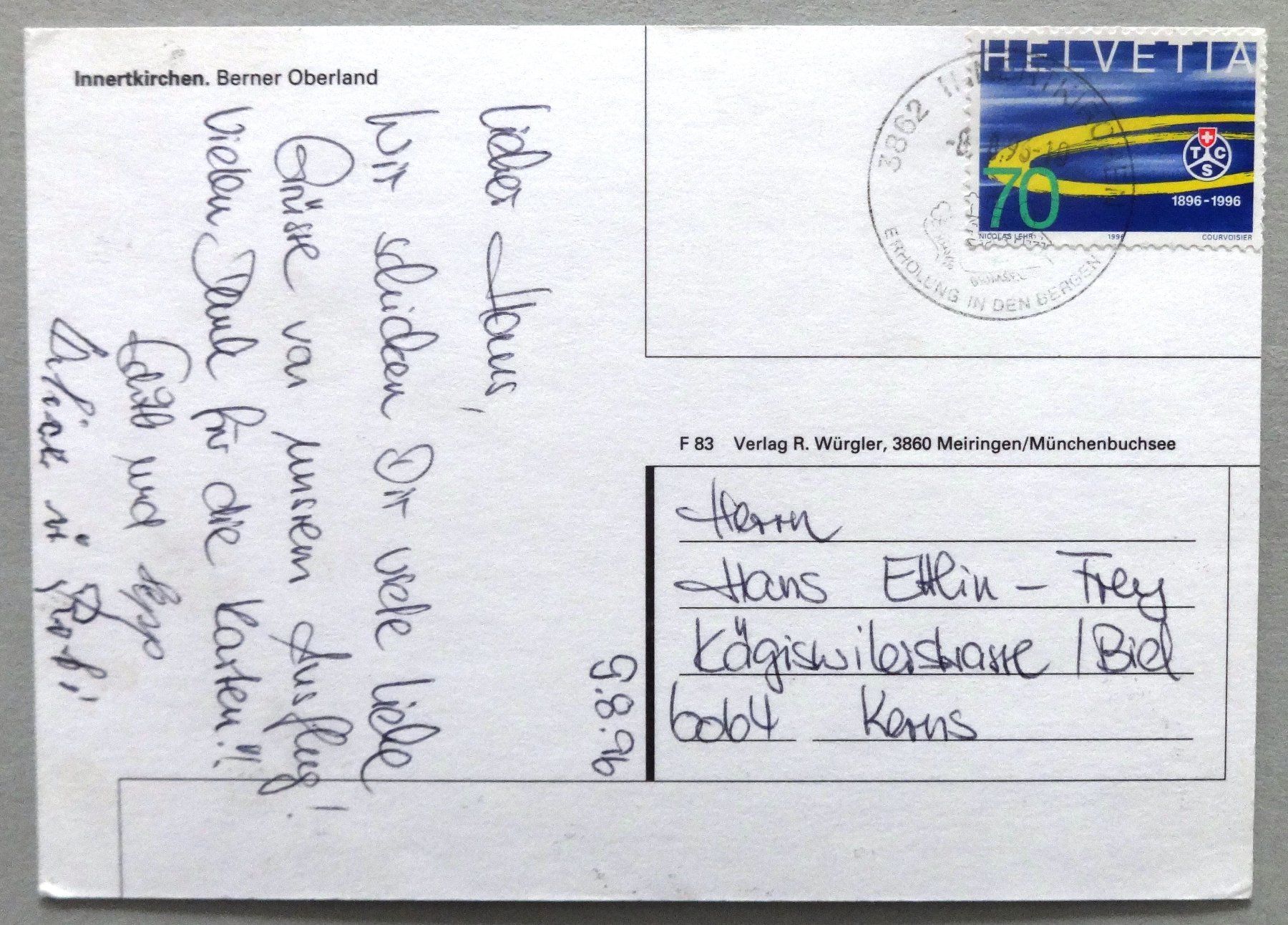 Cartes postales: Innertkirchen, B.O. – D'occasion à Fétigny par Billy2miny 1