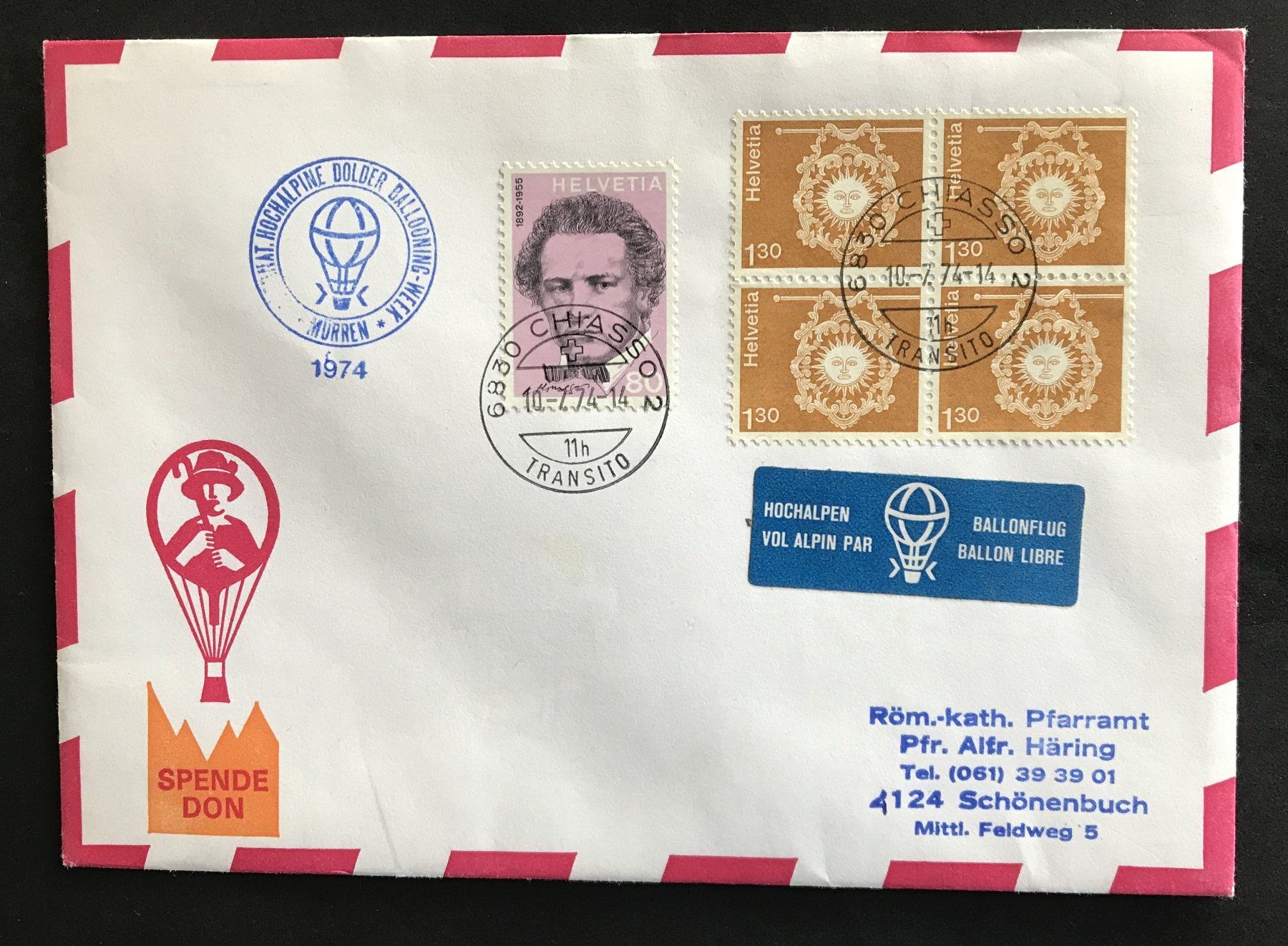 Tutti i francobolli: BALLONFLUG 1974 – Usato da Ostermundigen venduto da Wyatt-Earp