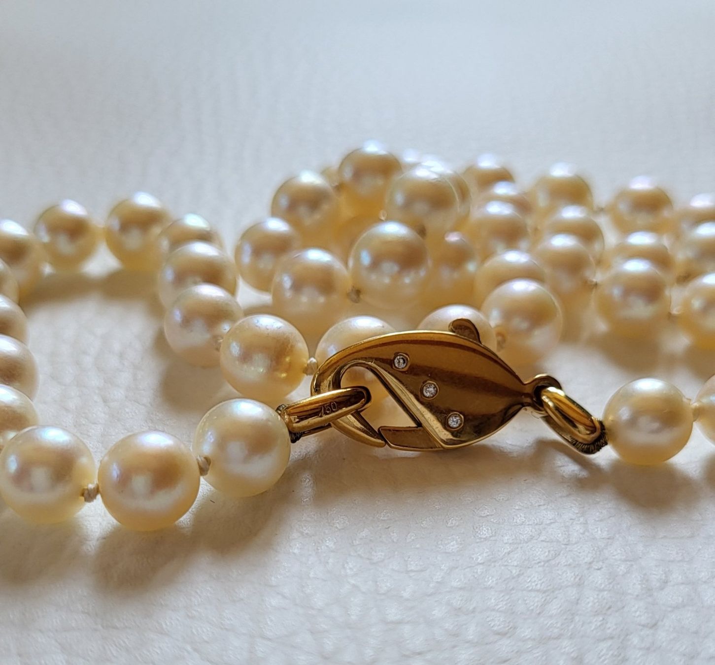 Catenine: Gold 750 Perlen Collier Mit Diamanten – Usato da Wald ZH venduto da Dasilver 7
