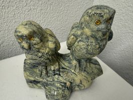 Eulen Uhu Vogel aus Pyrit Handarbeit, Figur Statue