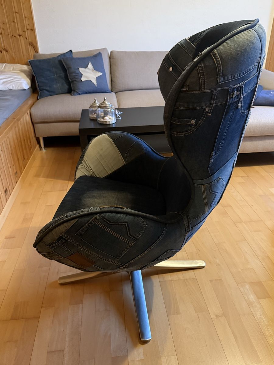 Poltrone: Moderner Retro Drehsessel aus Jeansstoff – Nuovo (secondo la descrizione) da Scherz venduto da Jennifer1977 3