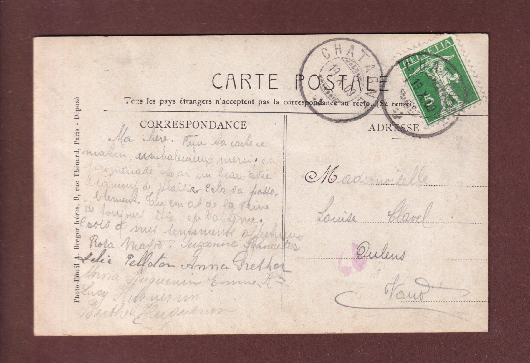 Cartoline postali: LES BRENETS - Le Temple - 1909 – Usato da Pully venduto da nicecards 1