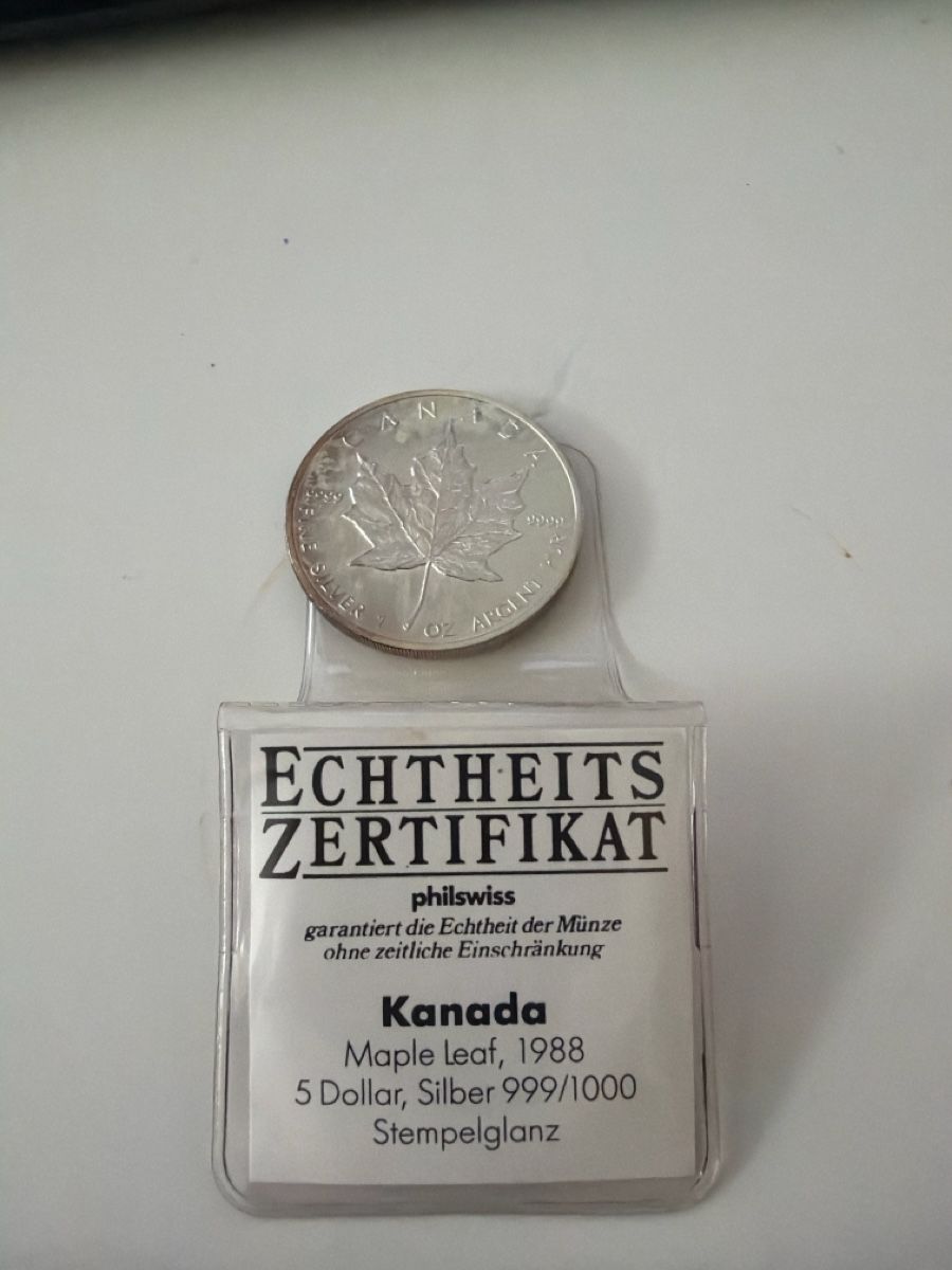 Alle Münzen: Kanada 5 Dollar Münze 1988 Silber – Gebraucht aus Reichenburg von Theworld 2