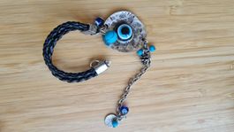 Schmuck-Armband Evil Eye mit Lederband und Anhänger
