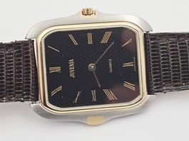 Juvenia Stahl/Gold U 1002 Quarz Vintage Armbanduhr