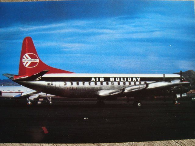 Cartoline postali: Air Holiday Lockheed L-188 Electra N128US – Nuovo e nell'imballaggio originale da Thun venduto da Abigboss