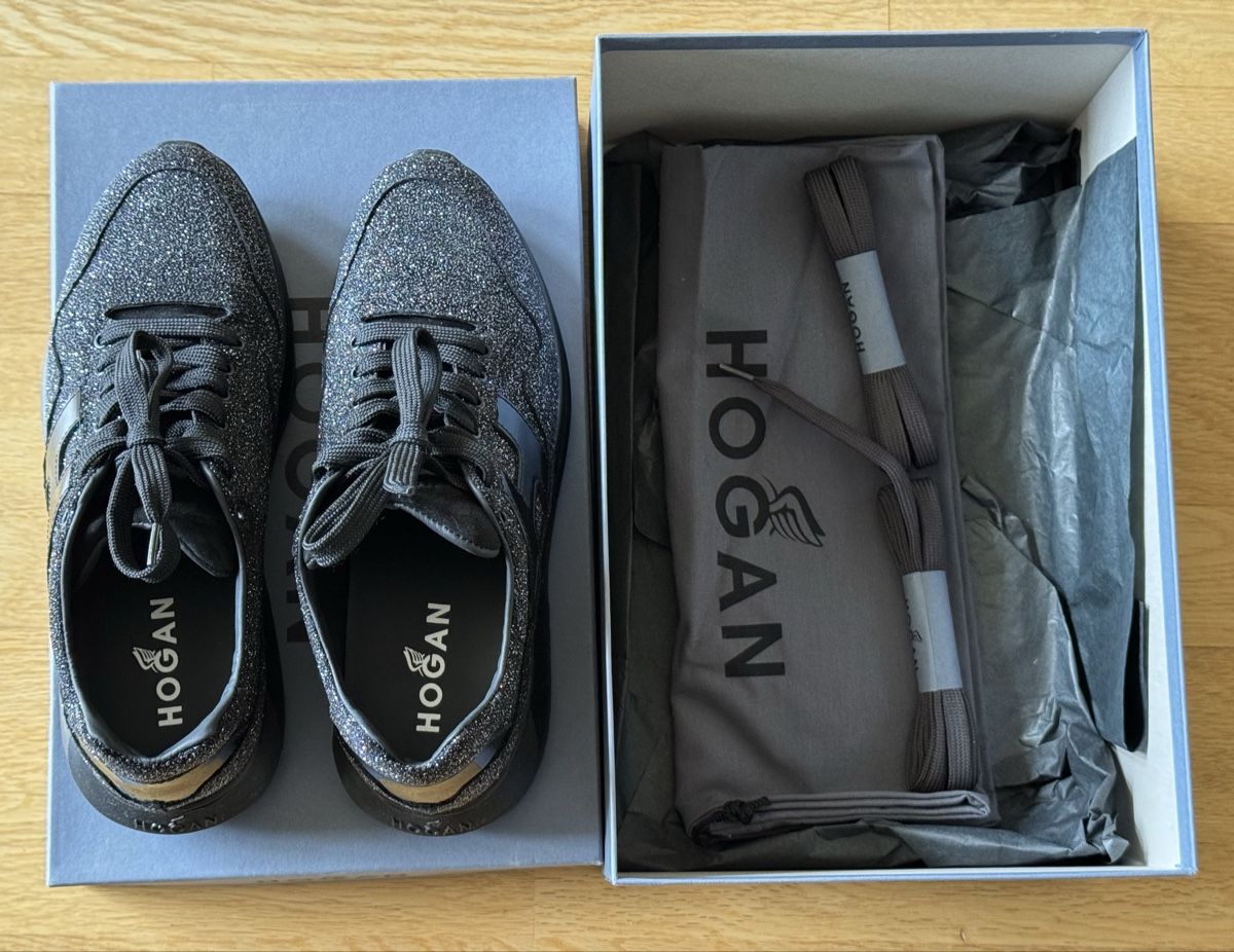 Hogan Scarpe da donna: Hogan Sneaker Gr. 38 Glitzer Schwarz, Neu! – Nuovo e nell'imballaggio originale da Aesch BL venduto da Micimacko-4 5