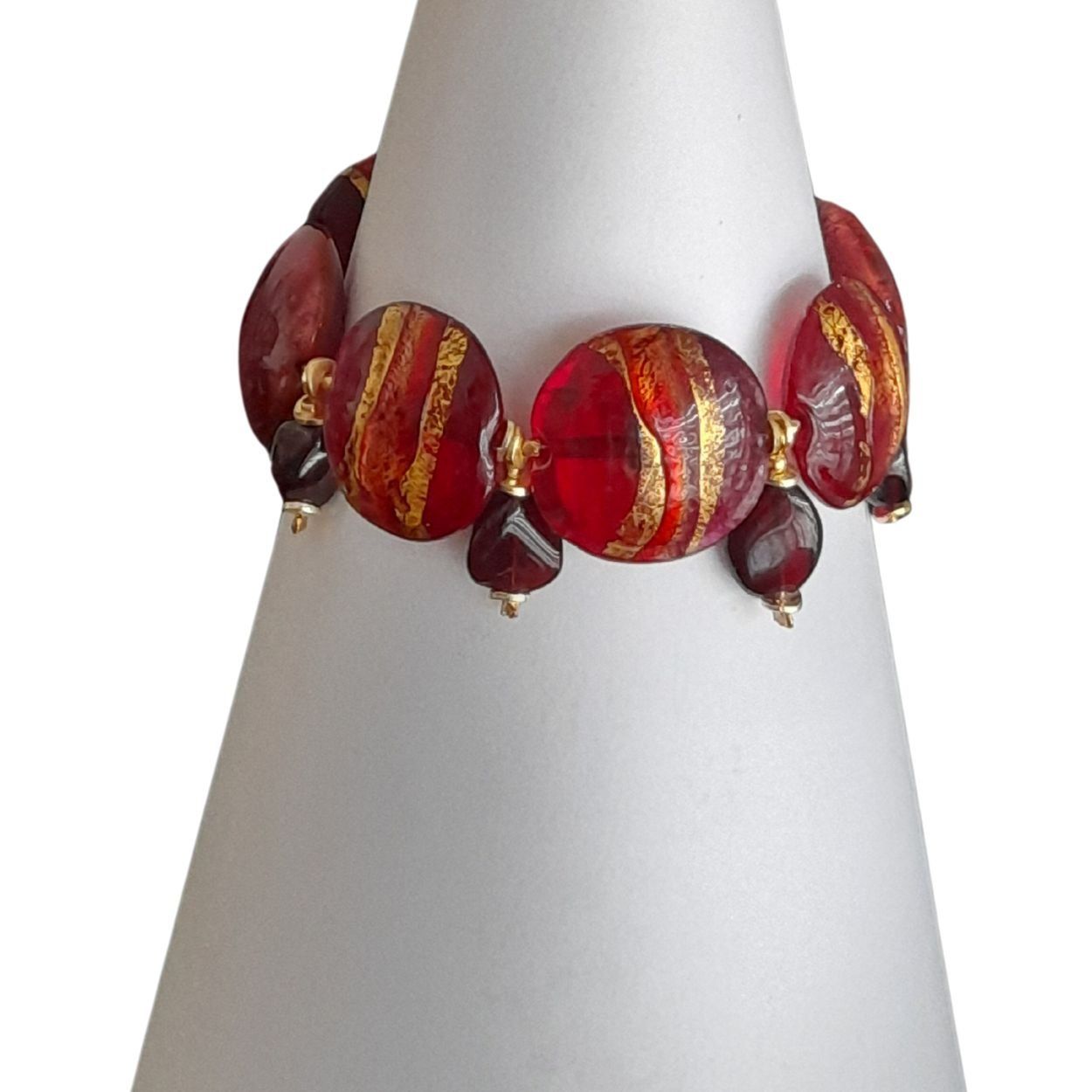 Bracciali & Braccialetti: Statement Armband  Granat rot Bracelet Murano Blattgold – Nuovo e nell'imballaggio originale da Lütisburg venduto da Emarra 6