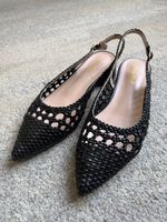 Ballerines noires tressées slingback 39