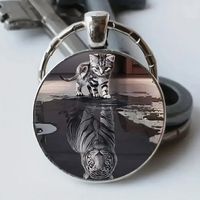 SCHLÜSSELANHÄNGER KÄTZLI, TIGER.... ZINKLEGIERUNG,GLAS,NEU