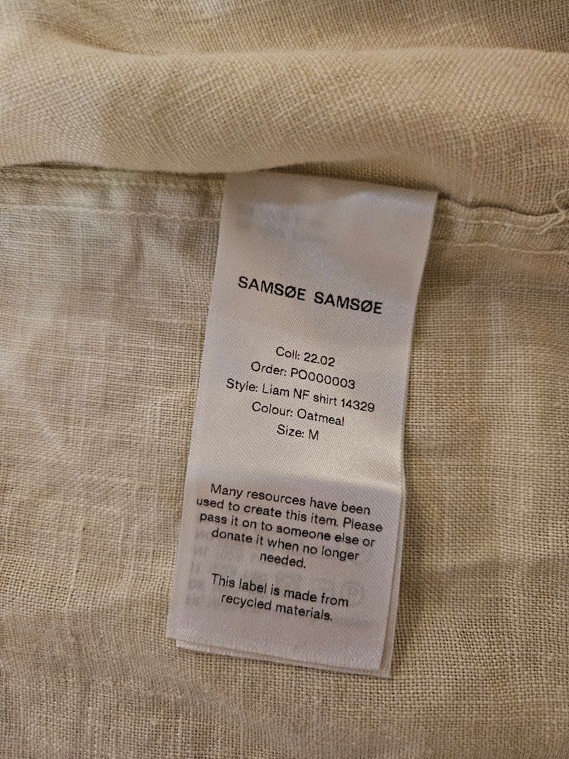 Samsøe Samsøe Camicie: Samsoe Samsoe 100% linen shirt - medium, beige ("oatmeal") – Usato da Luzern venduto da hexagon 1