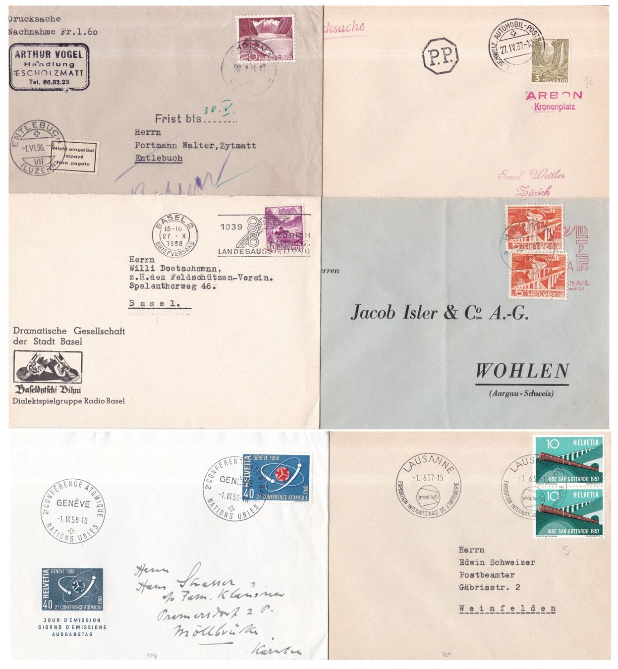 Alle Briefmarken: 65 Stk. Alte CH Briefe, Postkarten, Belege – Gebraucht aus Münchwilen AG von Nesar 3