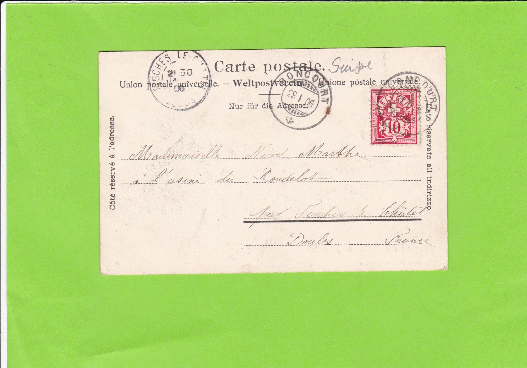 Cartoline postali: Souvenir des Grottes de Milandre--1906 – Usato da St. Peterzell venduto da neckertal 1