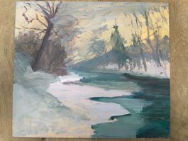 schöne Winterlandschaft Gemälde auf Platte