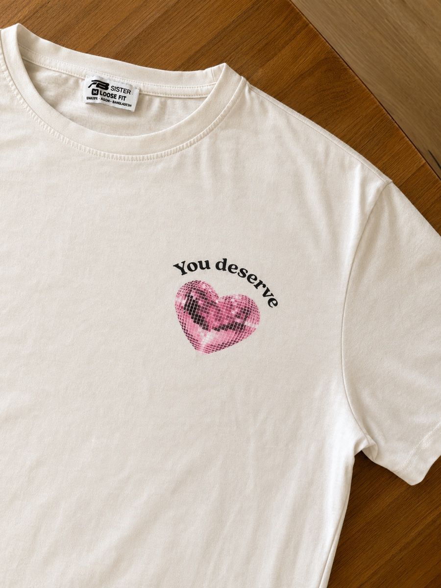 T-shirt: T-shirt blanc cœur rose – Usato da Assens venduto da SireM 3