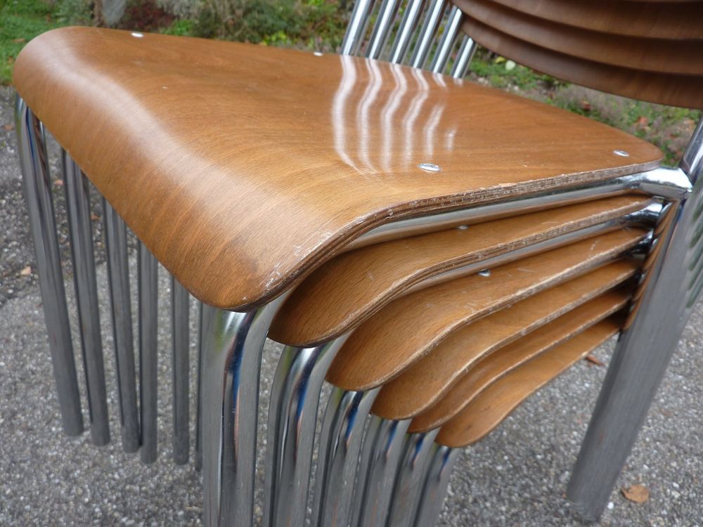 6 Stühle Holzstühle Stapelstühle Seminarstühle stapelbar 7