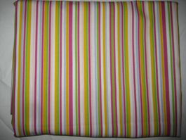 Baumwollstoff weiss /pink/ gelb /grün gestreift