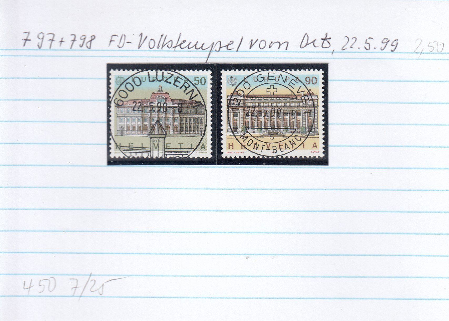 Tutti i francobolli: 797+798 FD-Vollstempel vom Ort 22.5.99 – Usato da Spreitenbach venduto da Lienbi01 1