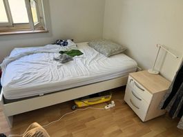 Bett, komplett, weiss