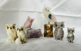 6 Eulen aus Naturstein