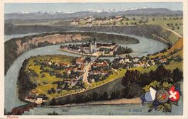 Rheinau, 1200 Jahre, Künstlerkarte E. Müller, frankiert 1978