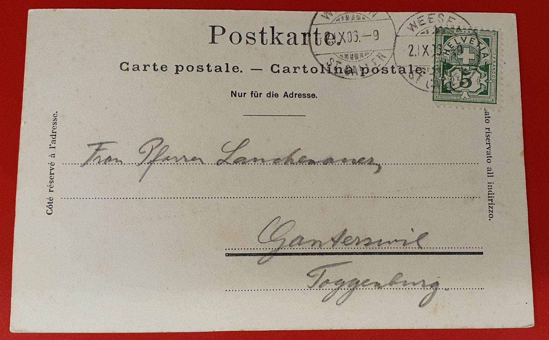 Cartoline postali: Weesen 1906 - Hotel Mariahalden – Usato da Kreuzlingen venduto da Rschweiz1 1