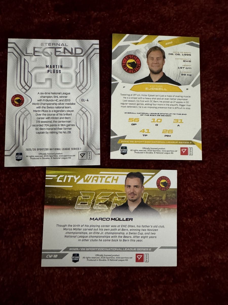 Sportzoo Cartes à collectionner: SC Bern Sammelkarten Set - Plüss, Ejdell & Müller – D'occasion à Oberlunkhofen par Liana_M86 1