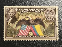 Timbre Ecuador USA de 1938 vintage, rare!!!