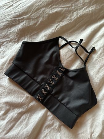 Black Sports Bra with Eyelet Detail S/M