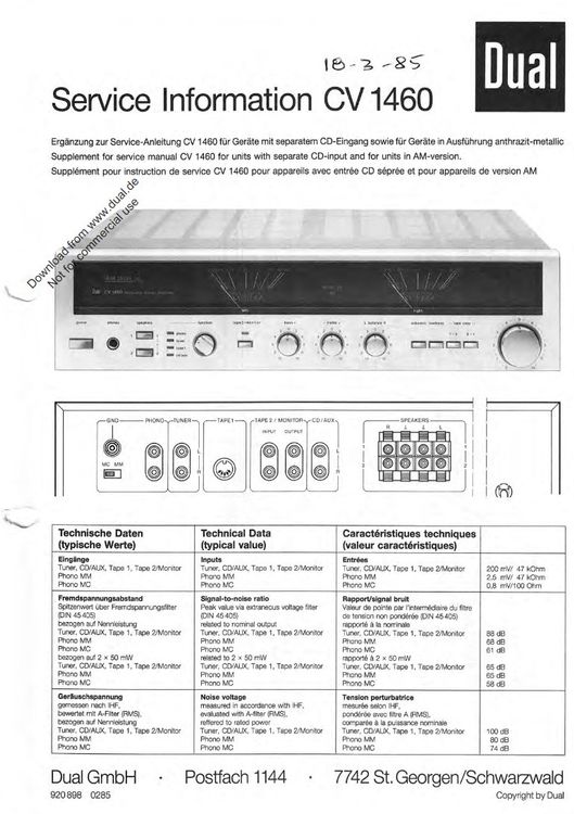 Dual CV 1460 (Gebraucht) in Buchs SG für CHF 41 – nur Abholung auf ...